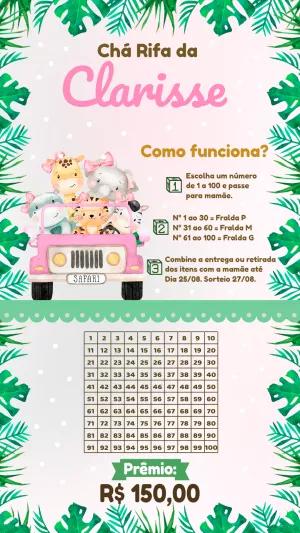 Chá Rifa Safari Menina com Animais Editável Online