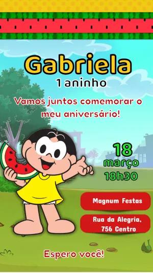 Convite de Aniversário Magali Turma da Mônica para Editar Online