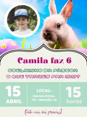 Convite Aniversário Páscoa com Foto para Editar Online
