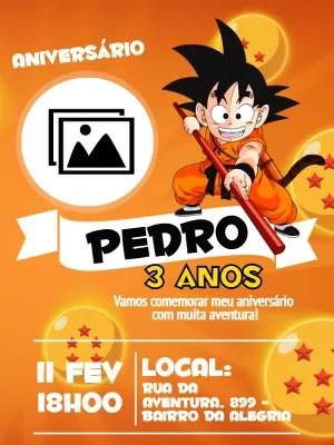 Convite Aniversário Dragon Ball Z com Foto para Editar
