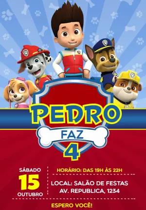 Convite de Aniversário Patrulha Canina com a Turma para Editar