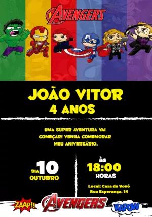 Convite Aniversário Vingadores Toy para Editar Online