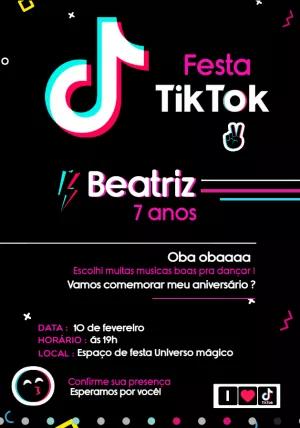Convite de Aniversário TikTok para Editar e Enviar Online