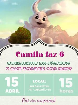 Convite de Aniversário Páscoa com Coelhinho para Editar Online