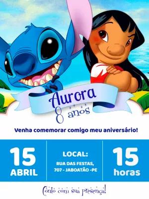 Convite de Aniversário Lilo & Stitch para Editar Online