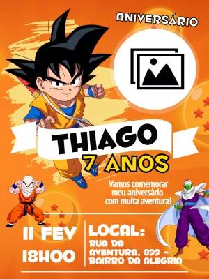 Convite Aniversário Dragon Ball Z com Foto para Editar Online