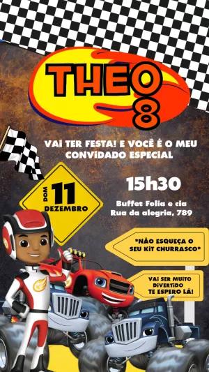 Convite de Aniversário Blaze e os Monster Machines para Editar