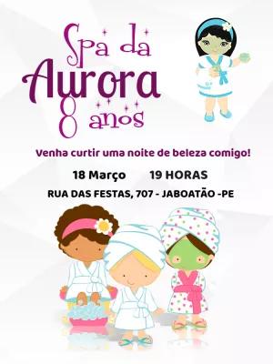 Convite Aniversário Spa Meninas para Editar Online