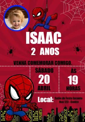 Convite Aniversário Homem Aranha com Foto para Editar Online