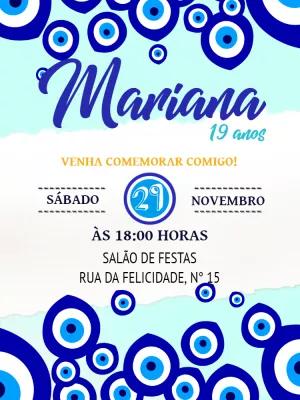 Convite de Aniversário Olho Grego para Editar Online