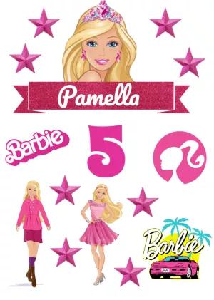 Topo de Bolo Barbie Editável para Imprimir e Decorar Festa
