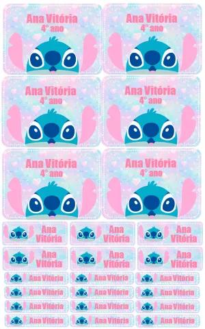 Etiqueta Escolar Stitch Editável Online para Imprimir