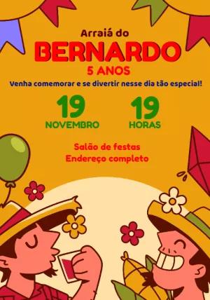 Convite de Aniversário Festa Junina Arraiá para Editar Online