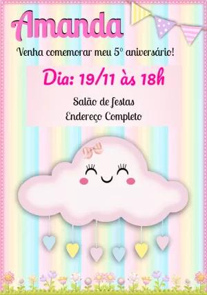 Convite Aniversário Chuva de Amor para Editar Online