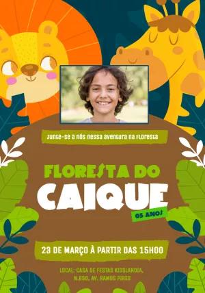 Convite de Aniversário Safari com Foto para Editar Online