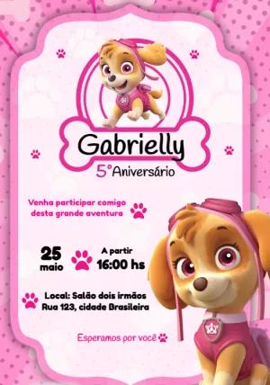 Convite de Aniversário Skye Patrulha Canina para Editar