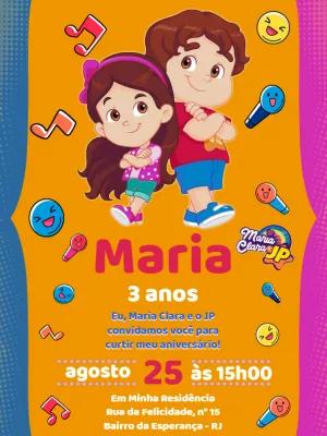Convite Aniversário Maria Clara e JP para Editar Online