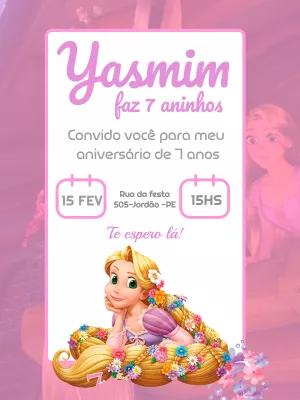 Convite de Aniversário Enrolados Rapunzel para Editar Online