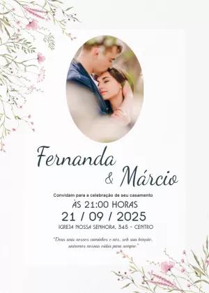 Convite de Casamento Floral com Foto para Editar Online