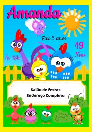 Convite de Aniversário Galinha Pintadinha Mini para Editar