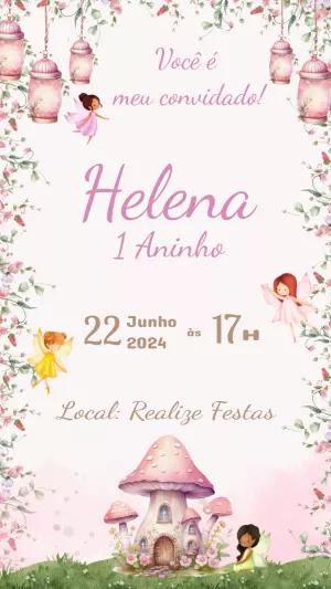 Convite de Aniversário Jardim das Fadas para Editar Online