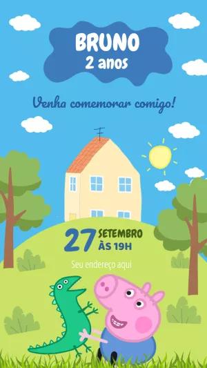 Convite Aniversário George Pig e Dinossauro para Editar Online