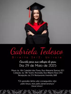Convite de Formatura Direito com Foto para Editar Online