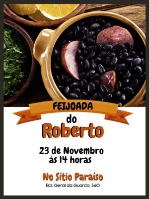 Convite de Feijoada Tradicional para Editar Online e Imprimir