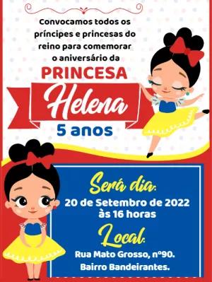 Convite de Aniversário Branca de Neve para Editar Online