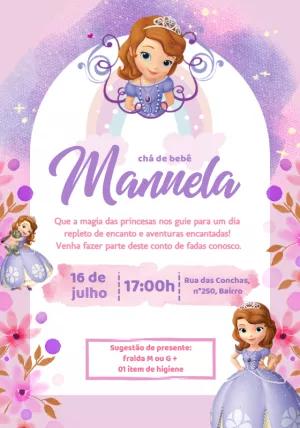 Convite Chá de Bebê Princesinha Sophia para Editar Online