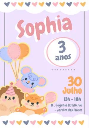Convite Aniversário Bichinhos Fofos para Editar Online