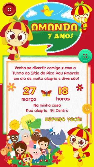 Convite Aniversário Sítio do Pica Pau Amarelo para Editar