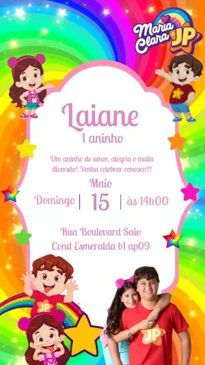 Convite Aniversário Maria Clara e JP para Editar Online