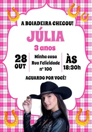 Convite Aniversário Boiadeira Ana Castela para Editar Online