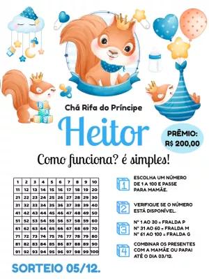 Convite Chá Rifa Esquilo Príncipe para Editar Online