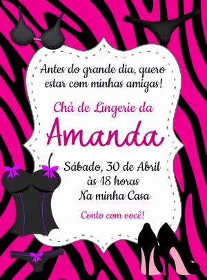 Convite Chá de Lingerie Animal Print para Editar Online