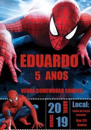 Convite Aniversário Homem Aranha para Editar e Imprimir