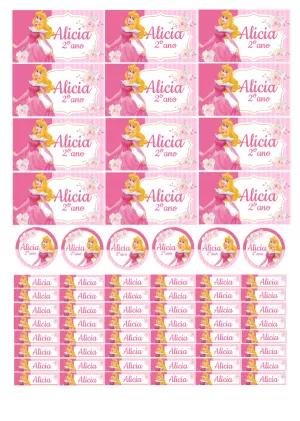Kit Etiqueta Escolar Princesa Aurora para Editar Online
