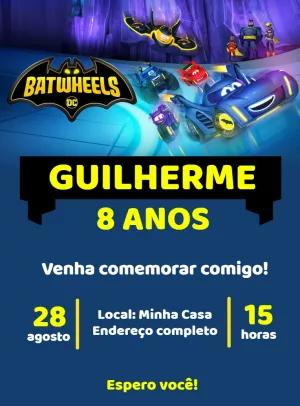 Convite de Aniversário Batwheels para Editar Online