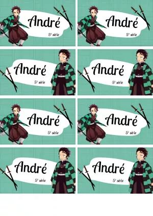 Etiqueta Escolar Demon Slayer com Personagens para Editar Online