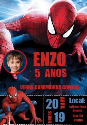 Convite Aniversário Homem Aranha com Foto para Editar Online