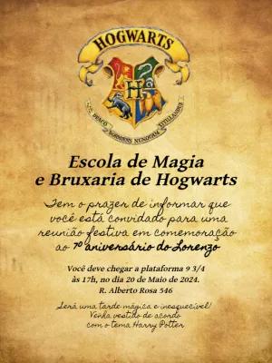 Convite Aniversário Harry Potter Carta de Hogwarts para Editar