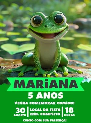 Convite Aniversário Sapinho Fofo para Editar Online