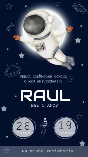 Convite de Aniversário Astronauta no Espaço para Editar Online