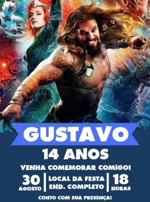 Convite de Aniversário Aquaman para Editar Online