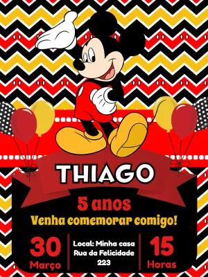 Convite de Aniversário Mickey Mouse para Editar Online