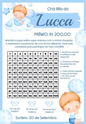 Convite Chá Rifa Menino Nuvem Azul para Editar Online