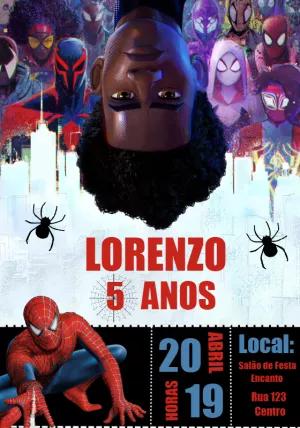 Convite Homem Aranha Miles Morales Aniversário para Editar Online