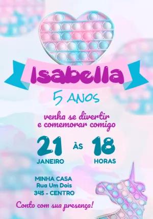 Convite de Aniversário Pop It Fidget Toys para Editar Online