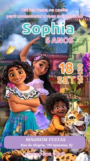 Convite de Aniversário Encanto com Personagens para Editar